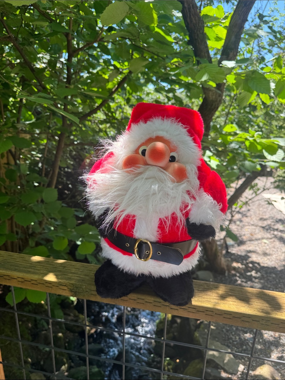 Vintage Plush Red Santa Holiday Figurine with Belt
